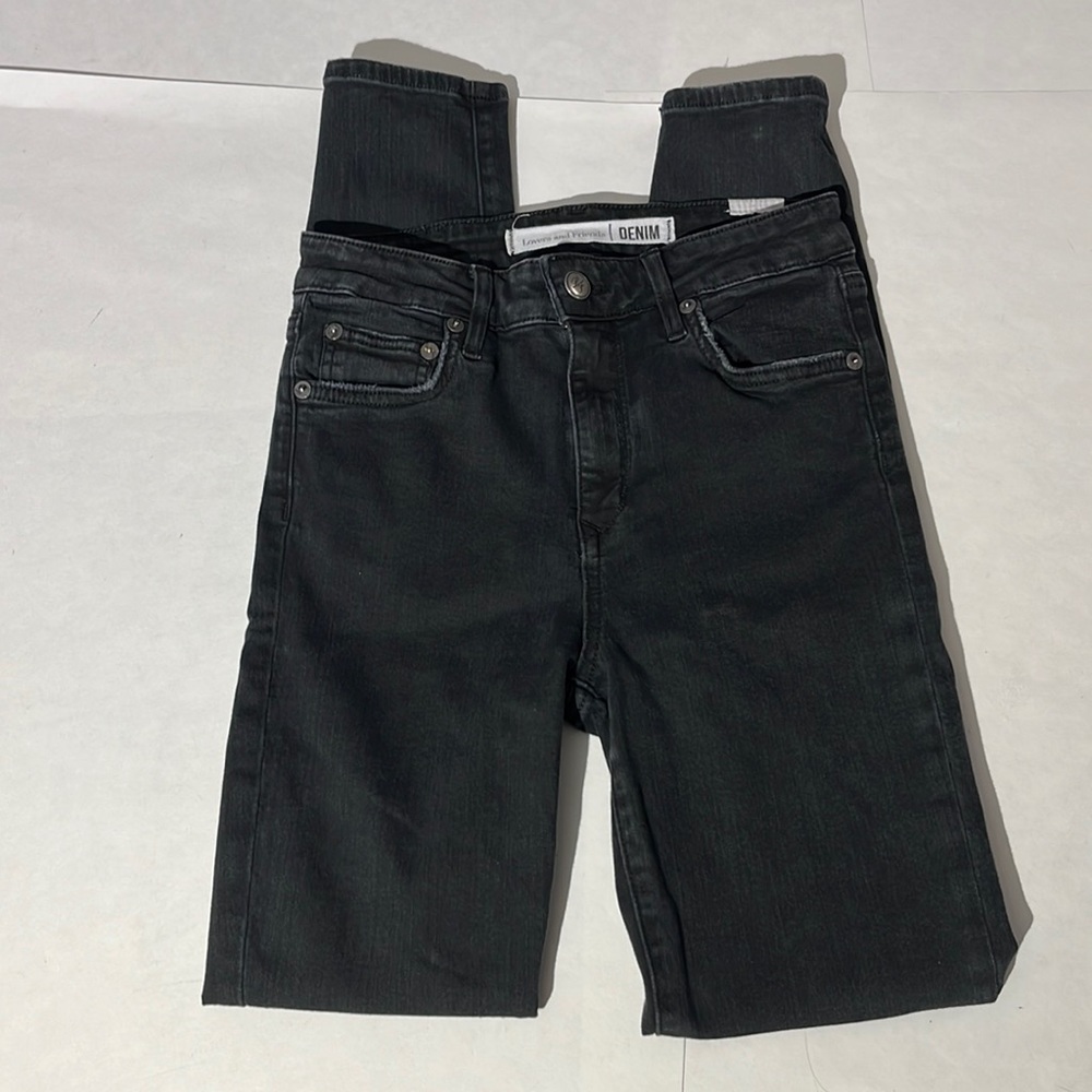 Lovers and Friends Mason Hi-Rise Skinny black sz 24 open knee denim jeans